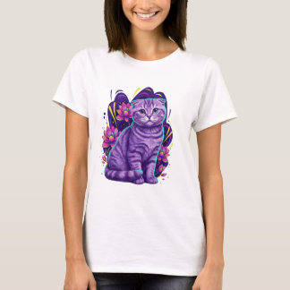 Camiseta Bonito Neon Cat Fantasy Art