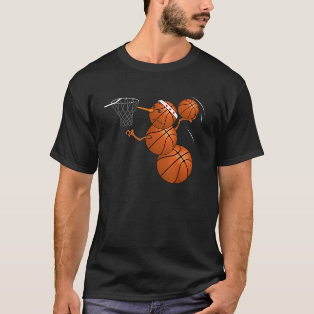 Camiseta Bonito Neve Bonito Presente no Basquete no Natal (Frente)