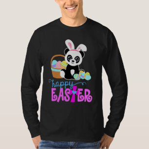 Camiseta Bonito Panda Coelhinho De Ovo Caçando Ovo Colorido