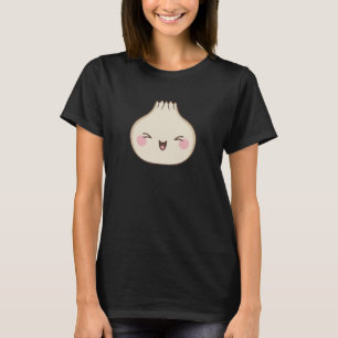 Camiseta Bonito Pão Bao Sorridente Arte de Comida Kawaii