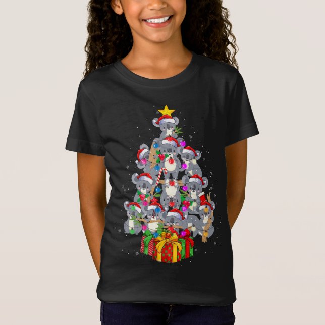 Camiseta Bonito Papai Noel Koala Bear Luzes De Árvore De Na (Frente)