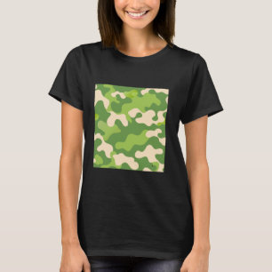 Camiseta Bonito Patente de Arte de Camuflagem Verde Claro e