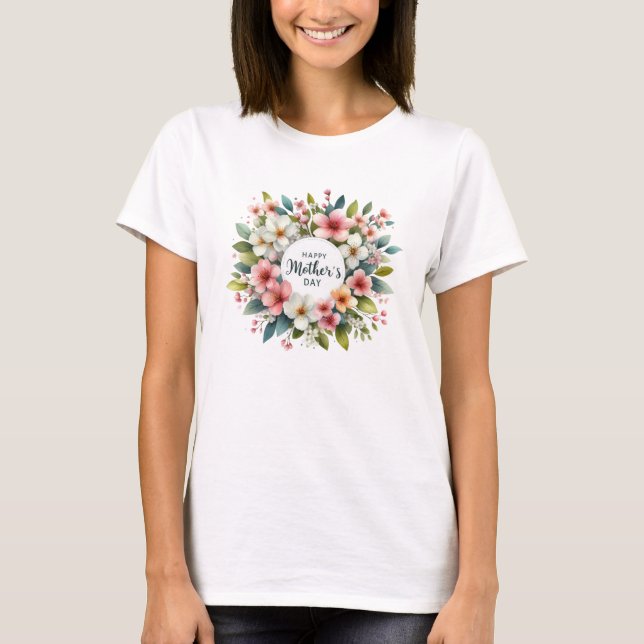 Camiseta Bonito pincelada flores de primavera Dia de as mãe (Frente)