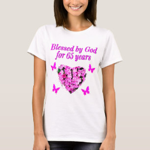 CAMISETA BONITO PINK FLORAL 65º ANIVERSÁRIO DESIGN