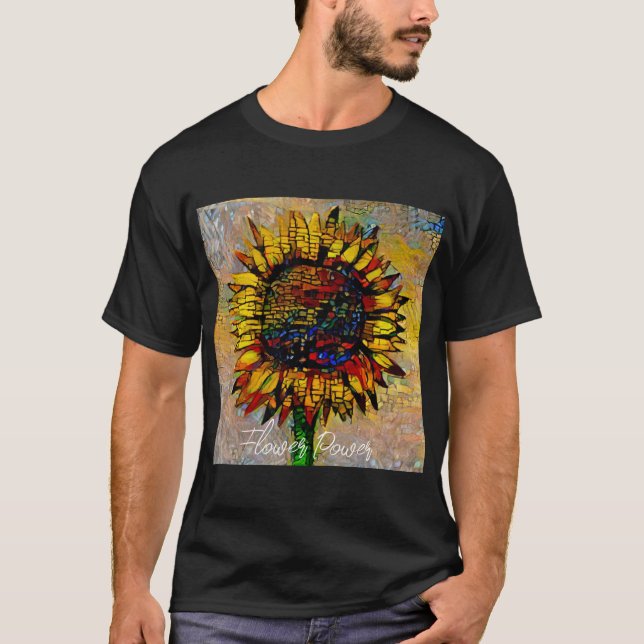 Camiseta Bonito pintura de girassol Abstrato (Frente)