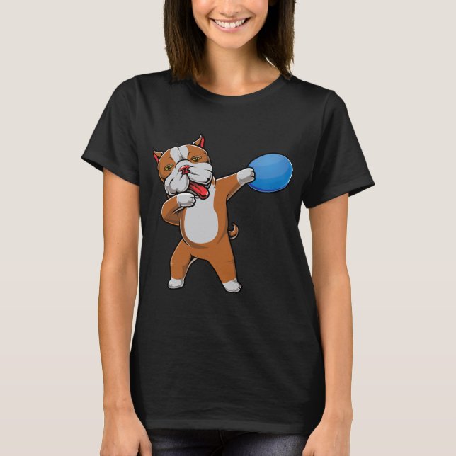 Camiseta Bonito Pitbull Dabbing Amante de Disc Golf Pit Bul (Frente)
