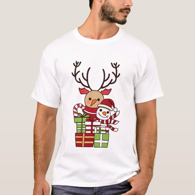 Camiseta Bonito presente de bonitinho cartoon rendeer de ne (Frente)
