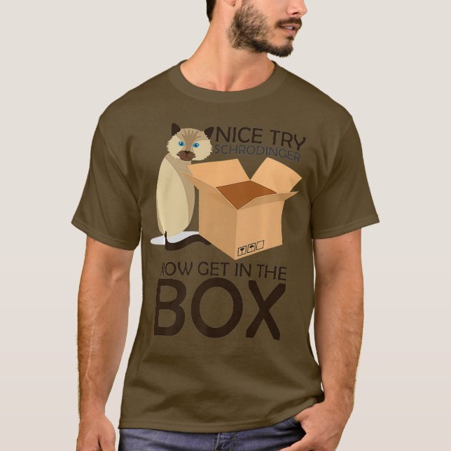Camiseta Bonito presente de Física Quântica do Gato Schrodi (Frente)