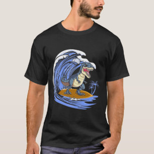 Camiseta Bonito Presente De Surfe De Dinossauro Para Mulher
