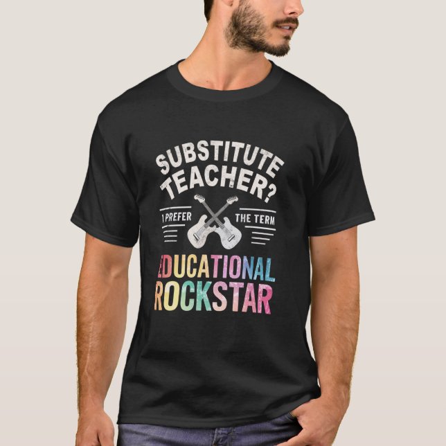 Camiseta Bonito PROFESSOR SUBSTITUTO ROCKSTAR EDUCACIONAL A (Frente)