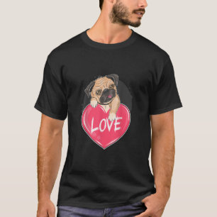 Camiseta Bonito Pug Dog Hearts Pug Dia de os namorados Gift