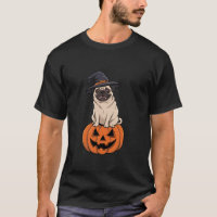 Bonito Pug Halloween Bruxa Roupa Pumpkin Engraçado