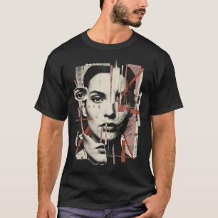 Camiseta Bonito Quando Quebrado Colagem de Retrato Fragment