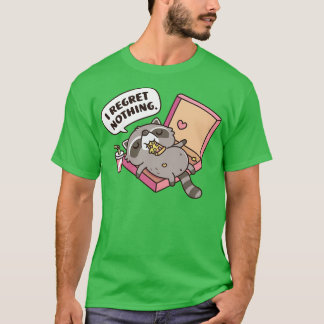 Camiseta Bonito Raccoon Na Pizza Box Eu Não Lamento Nada En