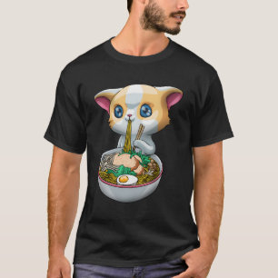 Camiseta Bonito Ramen Cat Funny Kawaii Anime Kitten Japonês