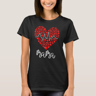 Camiseta Bonito Red Love Heart Mama Dia de as mães Presente