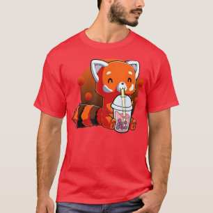 Camiseta Bonito Red Panda Boba Tea Bubble Tea Kawaii Anime