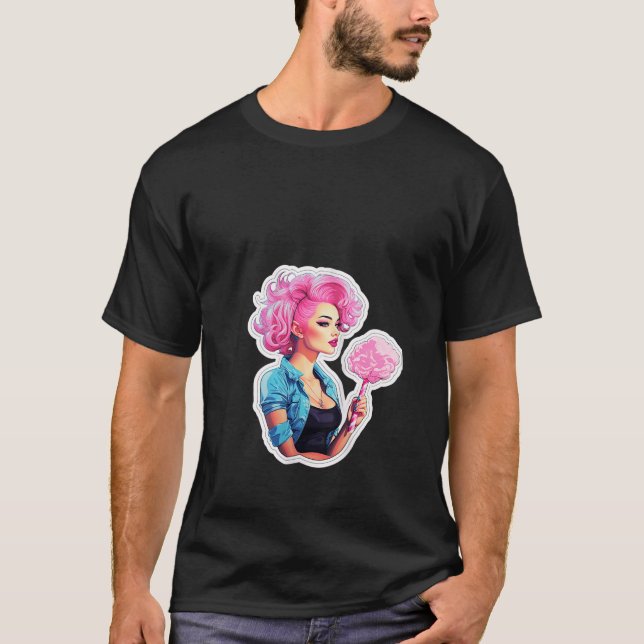 Camiseta Bonito Roller Derby Girl Pink Cotton Candy Design (Frente)