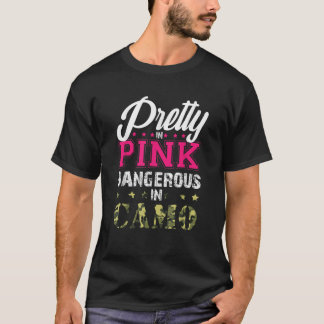 Camiseta Bonito Rosa Perigosa Em Camo Hunting Girl H