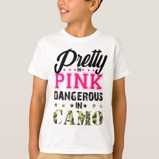 Camiseta Bonito Rosa Perigosa Em Camo Hunting Girl H