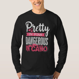 Camiseta Bonito Rosa Perigoso Em Camo Caça Hobby
