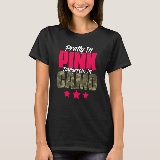 Camiseta Bonito Rosa Perigoso em Camo Caça Hobby (Frente)