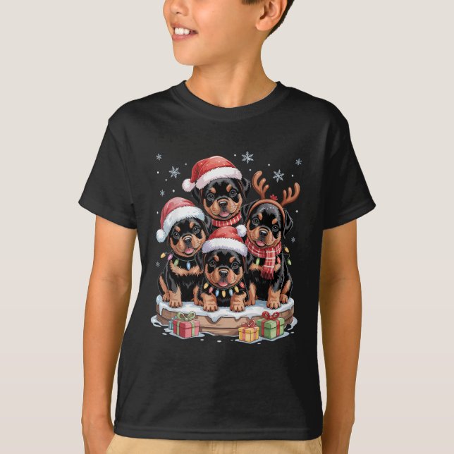 Camiseta Bonito Rottweiler Cachorro de Natal Soa Engraçado  (Frente)