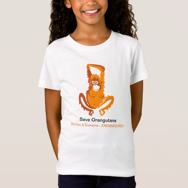 Camiseta Bonito - Salvar ORANGUTANOS - Imagem animal ameaça (Frente)