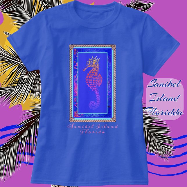 Camiseta Bonito Sanibel Island Florida Colorful Seacavalo (Criador carregado)