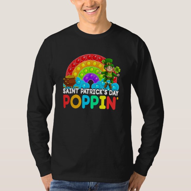 Camiseta Bonito São Patricks Dia Leprechaun Rainbow Pop It (Frente)