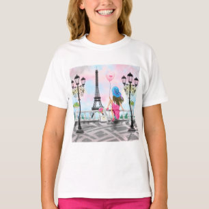 Camiseta Bonito senhora com balão de cor rosa - Eu amo Par