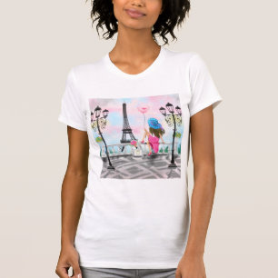 Camiseta Bonito senhora com balão de cor rosa - Eu amo Par
