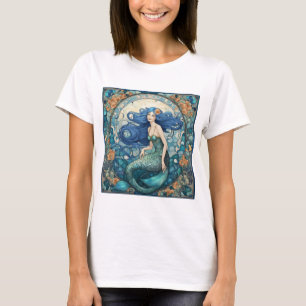 Camiseta Bonito Sereid Art Nouveau Art Deco Azul