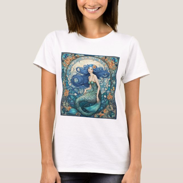 Camiseta Bonito Sereid Art Nouveau Art Deco Azul (Frente)