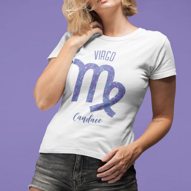Camiseta Bonito Símbolo de Astrologia Virgo Personalizado R (Criador carregado)