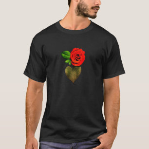 Camiseta Bonito símbolo de Solteiro de flor Rosa do amor
