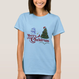 Camiseta Bonito Snowman E Árvore De Natal "Feliz Natal" Sc