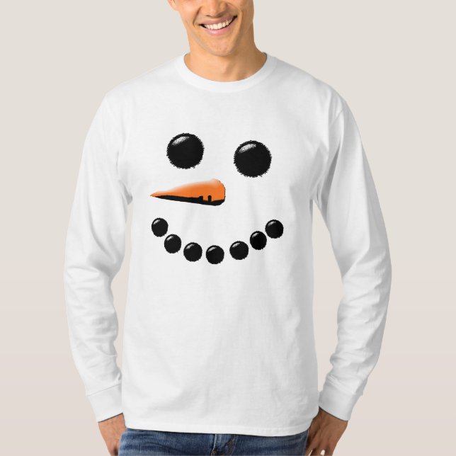 Camiseta Bonito Snowman Enfrenta Férias Natal Festivas Nata (Frente)