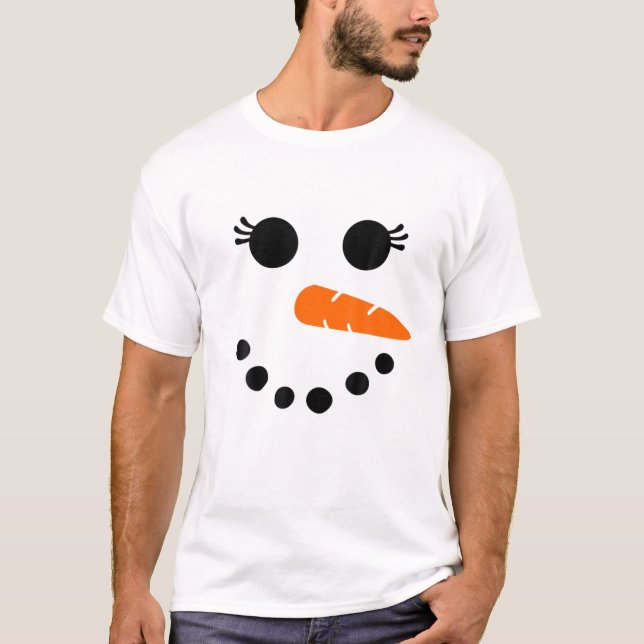 Camiseta Bonito Snowman Face Para Mulheres Meninas Eyelashe (Frente)