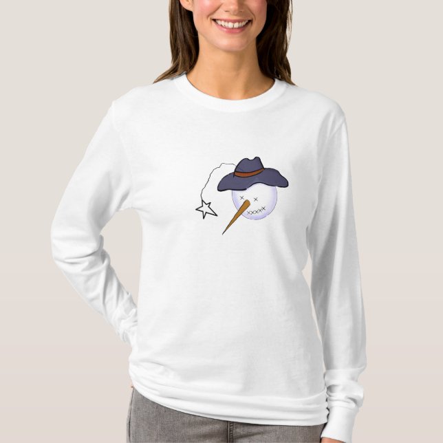 Camiseta Bonito Snowman Primitivo de Natal (Frente)