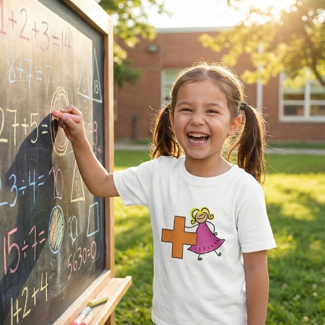 Camiseta Bonito Stick Figura Girl with Plus Sign (Criador carregado)