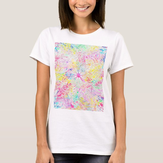 Camiseta Bonito tendência de hena desenhada pela mão floral (Frente)