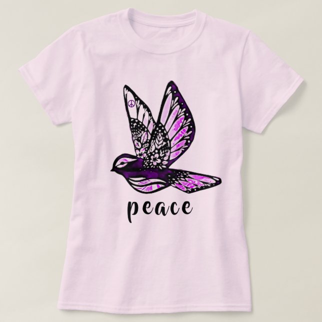 Camiseta Bonito Tinta e Porta de Água com Sinal de Paz (Frente do Design)
