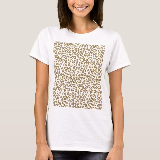 Camiseta Bonito Trendy Leopard Imprima Literatura Dourada (Frente)