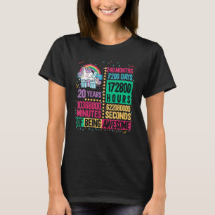 Camiseta Bonito Unicórnio 20 Anos Vida 20 Nascido Arco-Íris