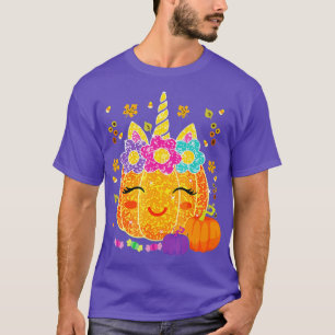 Camiseta Bonito Unicórnio Pumpkin Halloween Graças Engraçad