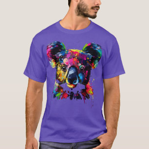 Camiseta Bonito Urso Koala Enfrenta Carinho Selvagem Colori