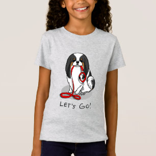 Camiseta Bonito Vamos Lá! Cão Chinês Japonês (tri-color 1)