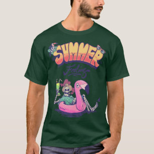 Camiseta Bonito Verão Vibes E Boy E Girl Skeleton Flamingo 