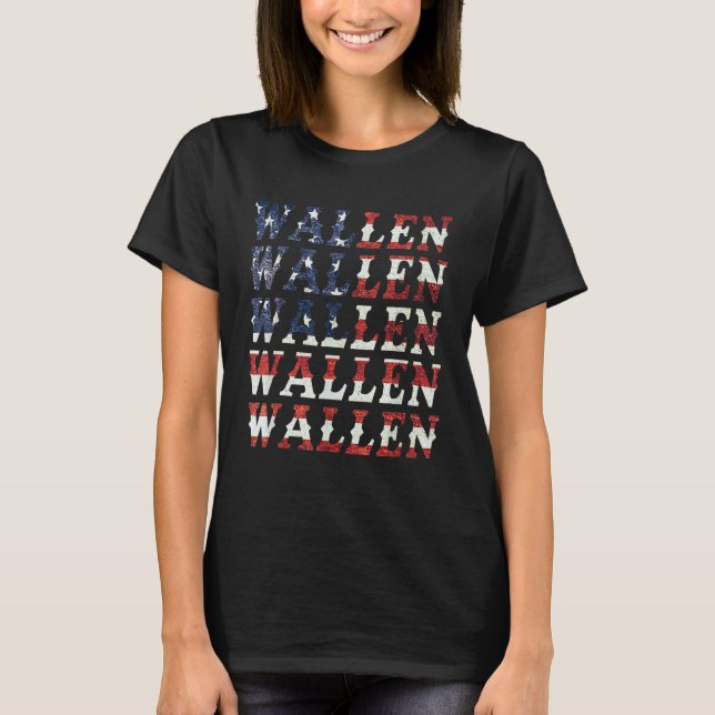 Camiseta Bonito Wallen Americano Flag Red White Merch Ou (Frente)